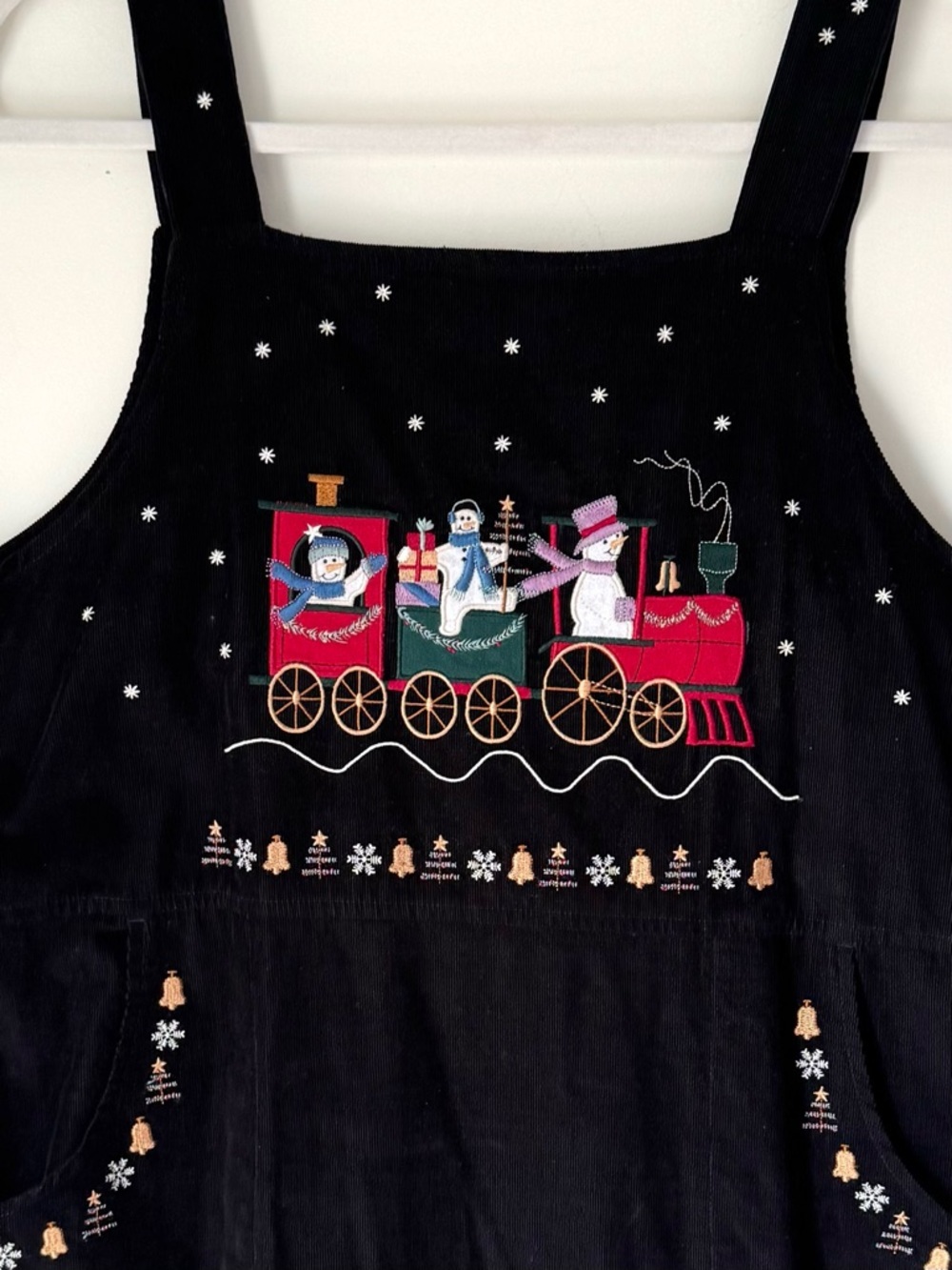 Christopher & Banks Vintage Snowman denim bib Dress Jumper Sleeveless - Picture 2 of 6